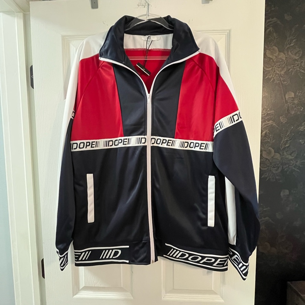 NWT DOPE Men's Bold Red and Black Windbreaker